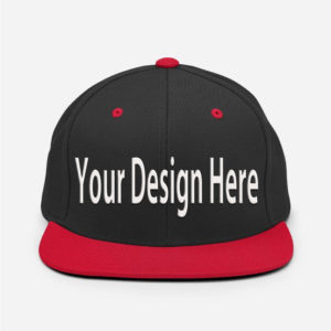 Classic Black Snapback Hat with Red Brim