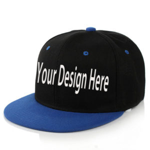 Classic Black Snapback Hat with blue Brim